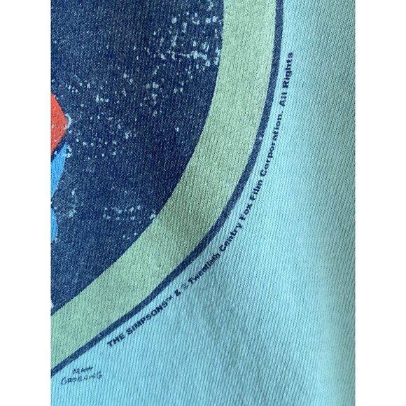 Bart Simpson Teal Blue S/S T-Shirt Men's Size L Right On Dude - Picture 7 of 9